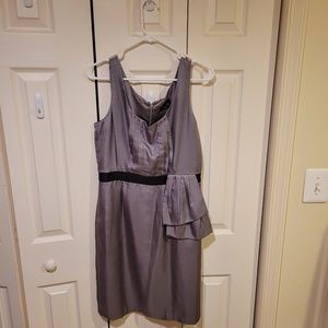 Max and Cleo Cocktail Dress Size12 Gray Black pleated front with bow